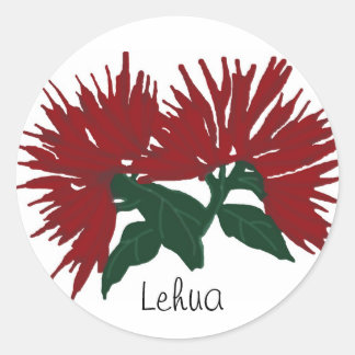 Rote Lehua-Blume Runder Aufkleber