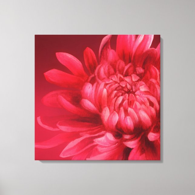 Rote Leinwand mit Blumenmuster, origineller Kunstd (Vorderseite)