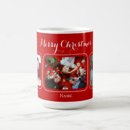 Rote Leinwand Weihnachts-Familientasse Kaffeetasse