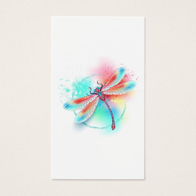 Rote Libelle im Aquarellhintergrund (Vorderseite)