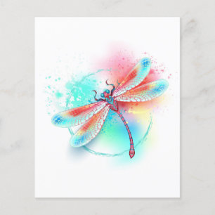 Rote Libelle im Aquarellhintergrund