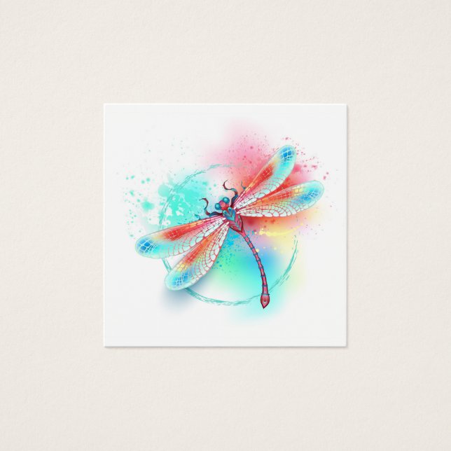 Rote Libelle im Aquarellhintergrund (Vorderseite)