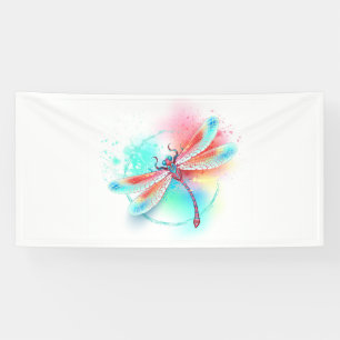 Rote Libelle im Aquarellhintergrund Banner