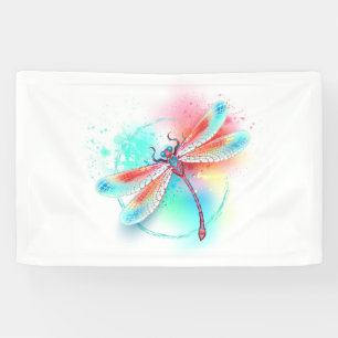 Rote Libelle im Aquarellhintergrund Banner