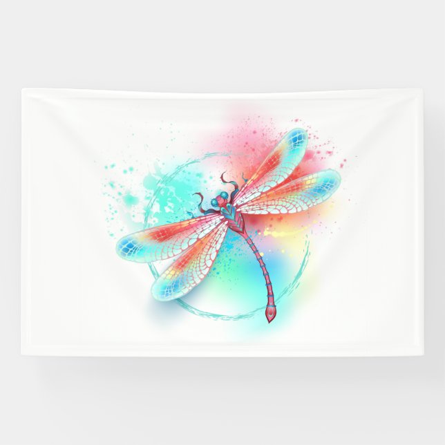 Rote Libelle im Aquarellhintergrund Banner (Horizontal)