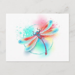 Rote Libelle im Aquarellhintergrund Einladungspostkarte