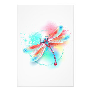 Rote Libelle im Aquarellhintergrund Fotodruck