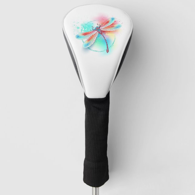 Rote Libelle im Aquarellhintergrund Golf Headcover (Vorderseite)