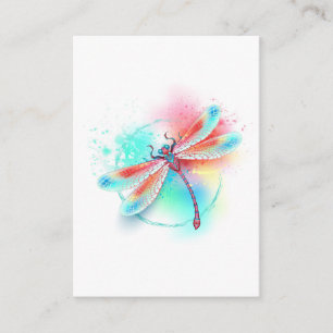 Rote Libelle im Aquarellhintergrund Hinweiskarte