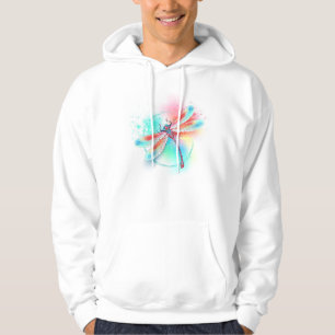 Rote Libelle im Aquarellhintergrund Hoodie