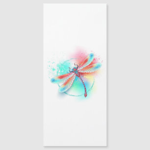 Rote Libelle im Aquarellhintergrund Magnetkarte