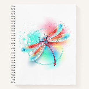 Rote Libelle im Aquarellhintergrund Notizbuch