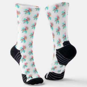 Rote Libelle im Aquarellhintergrund Socken