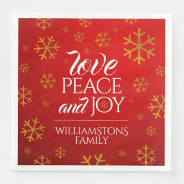 Rote Liebe, Frieden und Freude mit Schneeflocken Serviette