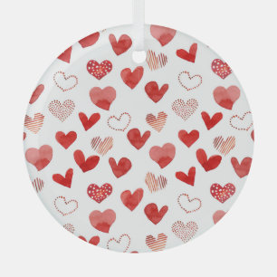 Rote Liebe Herz, Aquarellmuster. Ornament Aus Glas