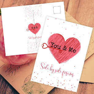 Rote Liebe Herz Niedlich Vintag Retro Valentinstag Feiertagspostkarte