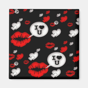 Rote Liebe Herz und Lippen Magnet