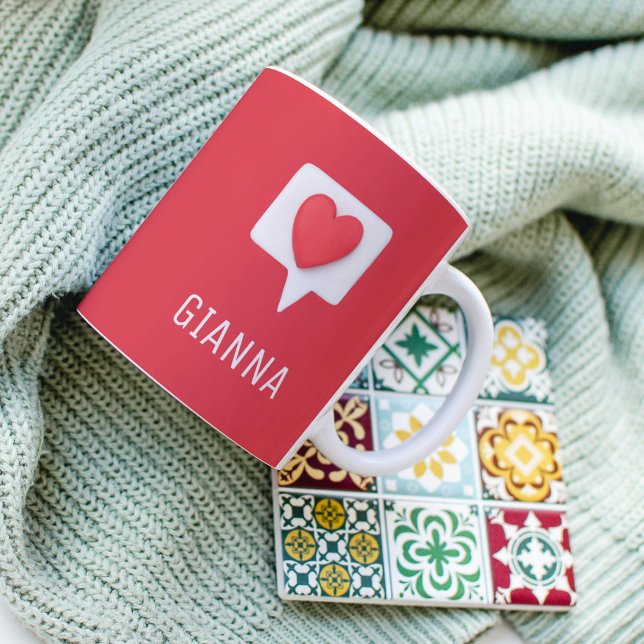 Rote Liebe Herzromantik Personalisierte Mädchenbez Kaffeetasse (Von Creator hochgeladen)