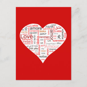 Rote Liebe Herztypografie Postkarte