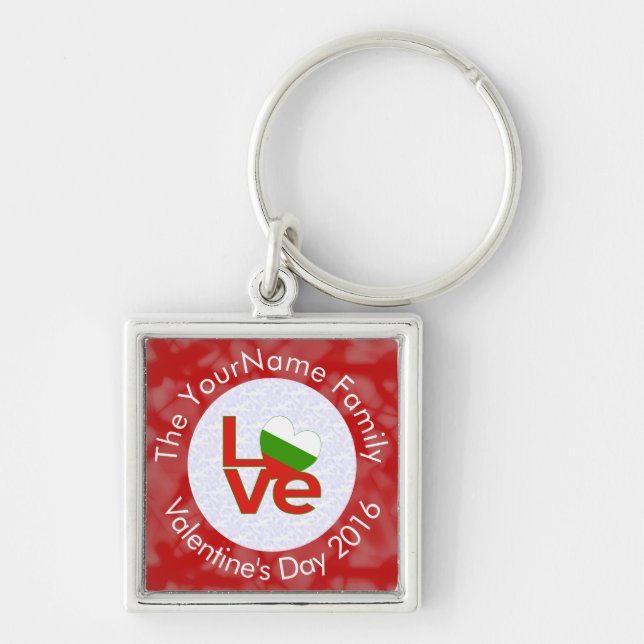 Rote LIEBE in Bulgarien Personalisiert Schlüsselanhänger (Vorne)