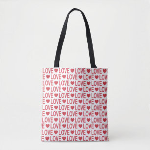 Rote Liebe Muster Tote Tasche
