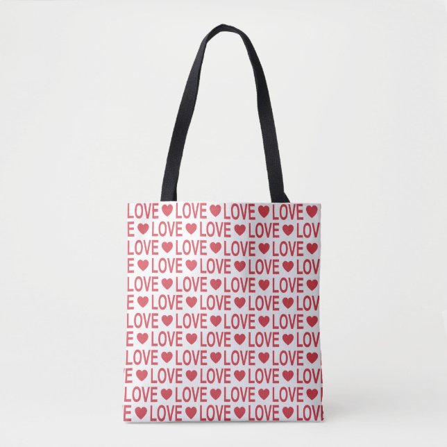 Rote Liebe Muster Tote Tasche (Vorderseite)