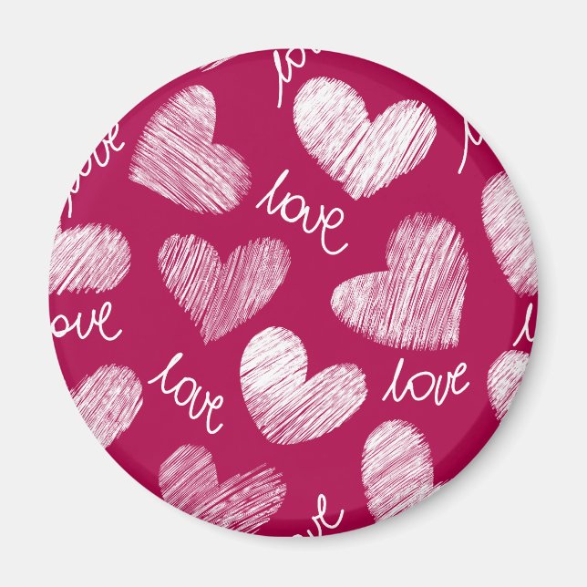 Rote Liebe schrillte Herz mit Liebe Magnet (Vorne)