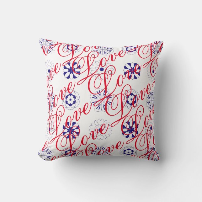 Rote Liebe und Volkskunst Kissen (Vorderseite)