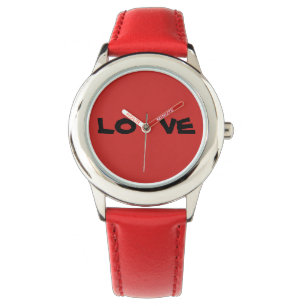Rote "LIEBE" Valentine-Uhr mit Herzen Armbanduhr