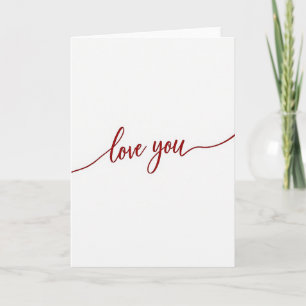 Rote Liebeskarte mit dem Schriftzug 'Love You' Karte