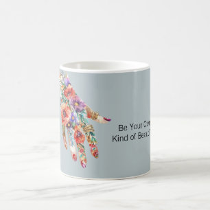 Rote Lila Blumen Garten Hand Kaffeetasse