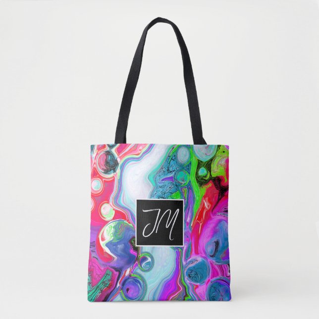 Rote, Lila Marmorflüssigkeit Kunst Personalisiert Tasche (Vorderseite)