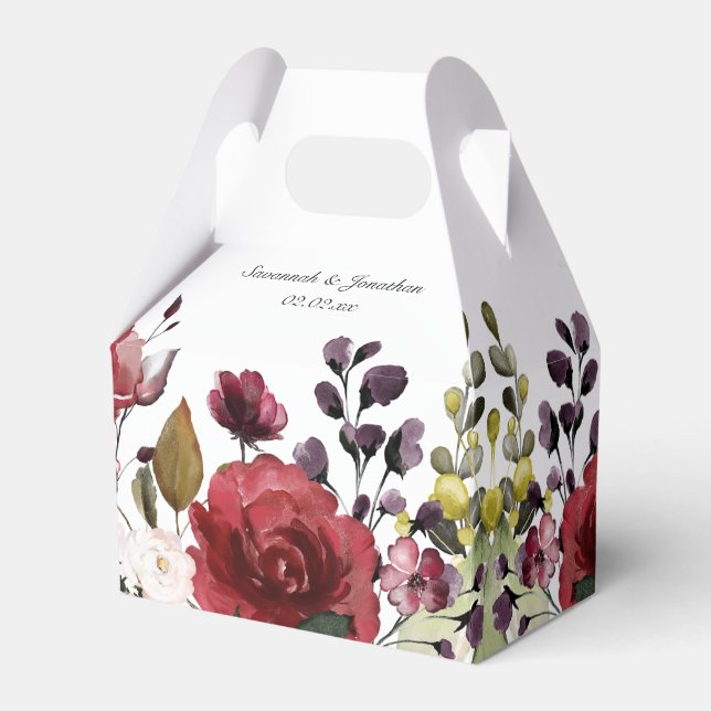 Rote Lila Rosa Weißfarben Blumenzehen Geschenkschachtel (Vorderseite)