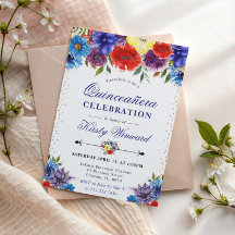 Rote, Lila und blaue Sommer-Blume Quinceanera