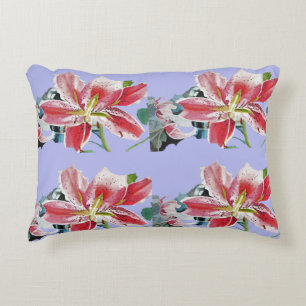 Rote Lilie Flieder Mauve Lilien floral Dekor Kisse Dekokissen