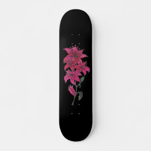 Rote Lilien Aquarell Skateboard
