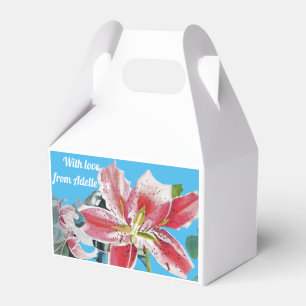 Rote Lilien-Blumen-Teeparty-Torte-Bevorzugungsboxe Geschenkschachtel