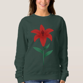 Rote Lilienblume Modernes Flachdesign Botanisches Sweatshirt