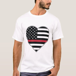 Rote Linie Flagge Herz T-Shirt