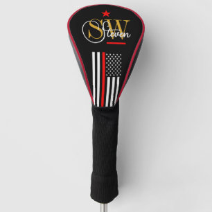 Rote Linie und Mit Monogramm Name / Moderne Unters Golf Headcover