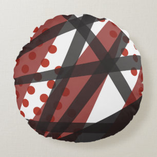 Rote Linien mit Punktwirbelkissen Rundes Kissen