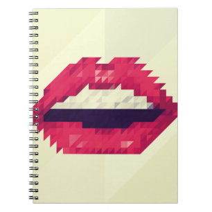 Rote Lippen aus kleinen Dreiecken, Pixelhipster,pi Notizblock
