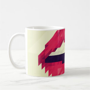 Rote Lippen aus kleinen Dreiecken, pixelship,pi Kaffeetasse