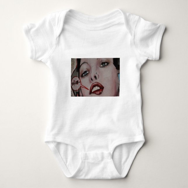 Rote Lippen Baby Strampler (Vorderseite)