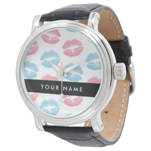 Rote Lippen, Blaue Lippen, Kuss, Dein Name, Person Armbanduhr