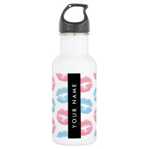 Rote Lippen, Blaue Lippen, Kuss, Dein Name, Person Edelstahlflasche