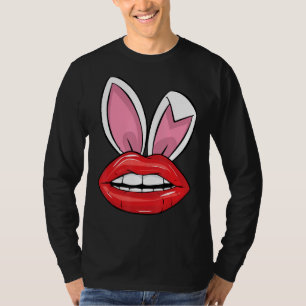 Rote Lippen Bunny Oars Ostertag Hungerfestungen T-Shirt