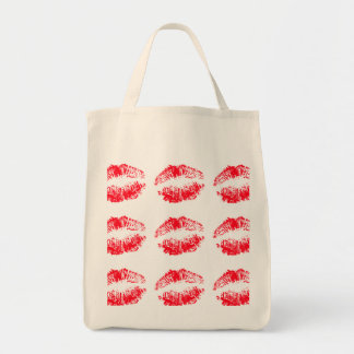 Rote Lippen, die Taschen-Tasche küssen Tragetasche