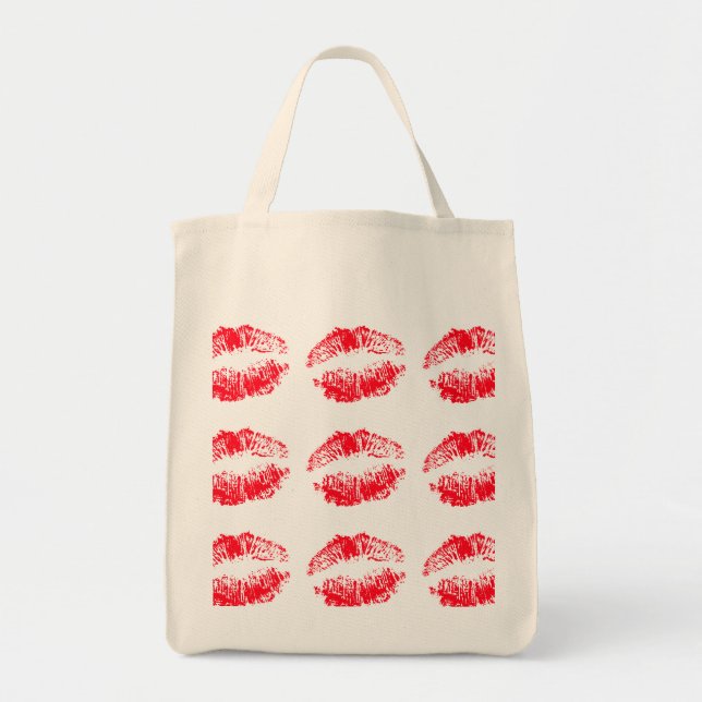 Rote Lippen, die Taschen-Tasche küssen Tragetasche (Vorne)