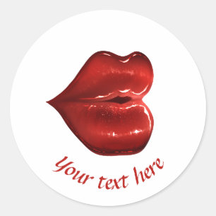 Rote Lippen Etikett Aufkleber Liebe